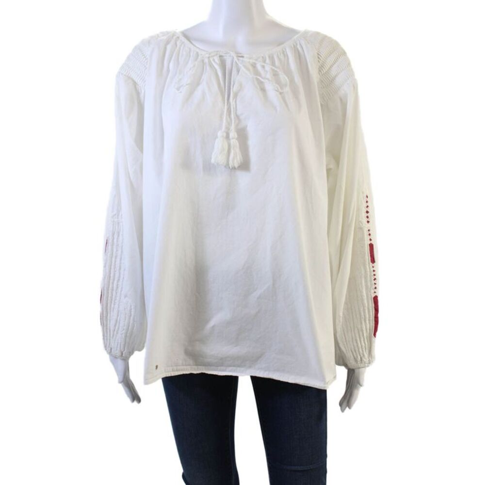 Mes DeMoiselles Paris Womens Long Sleeve Keyhole Boxy Blouse White Size FR 40
